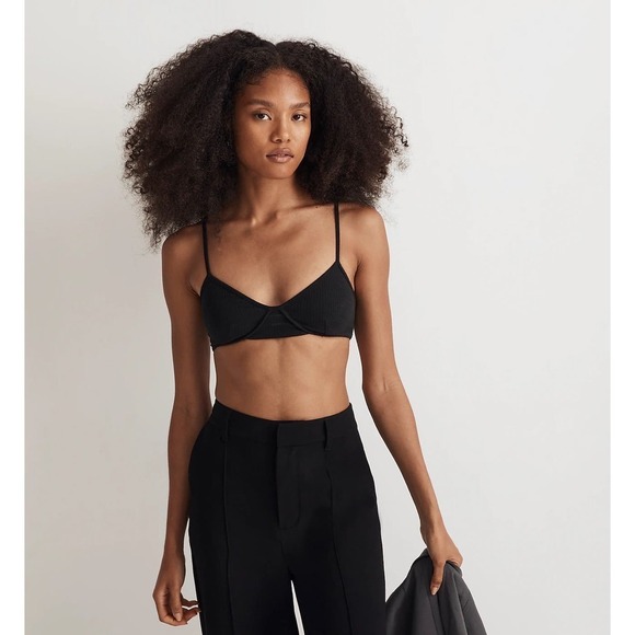Madewell Tops - NWT Madewell Scoopneck Bralette in Sleekhold Black Size XS